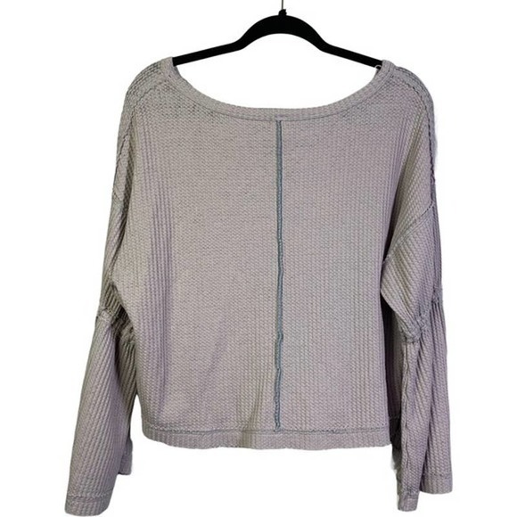 FREE‎ PEOPLE Lavender Dahlia Thermal Bell Sleeve Top - Picture 5 of 8